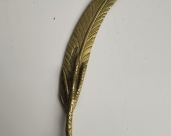vintage brass feather and claw pipe tamper , Victorian Brass Letter Opener/Page Turner w/ Feather and Claw , brass feather claw  feather  .