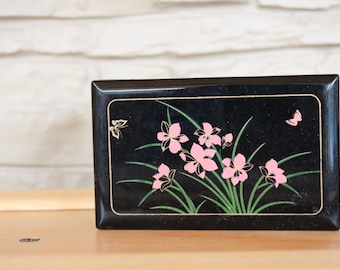 日本のアンティーク漆塗り箱：花模様木箱、19世紀初頭 - Etsy 日本