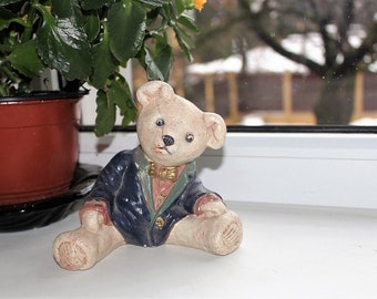 Vintage Teddy Bear Figurine, Bear Ceramic Figure, Bear Statue, Bear Collection