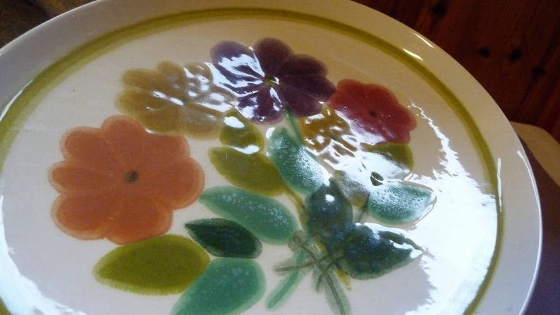 Floral Plate Farmhouse Kitchen English Serving Tray Vintage Franciscan Pottery England Ceramic Platter Retro Flowers