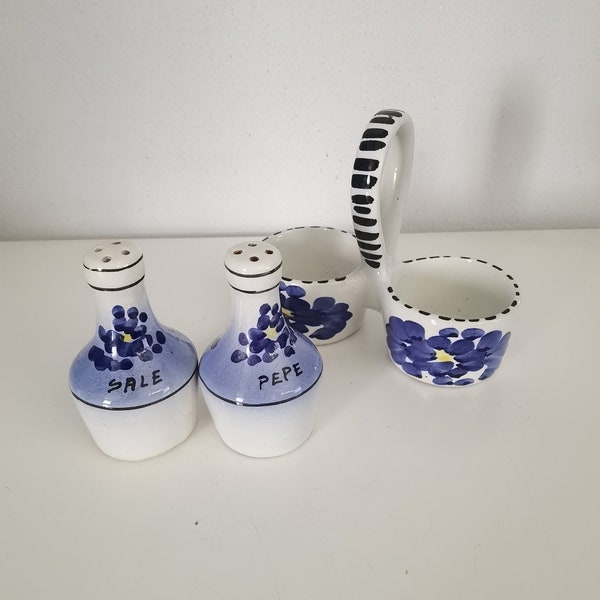 ceramic pepper and salt shakers with holder , amano shakers , Country Cottage, Coastal Style , Gift for Grandma,Mother's Day,christmas gift