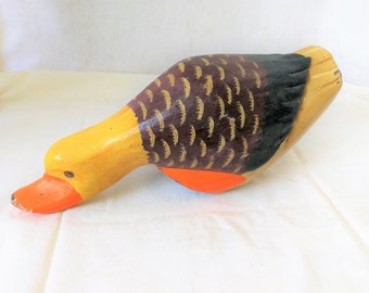 Vintage wooden denmark duck figurine, Duck Bird Statue, Danish Wood Figure gift for duck hunter lover