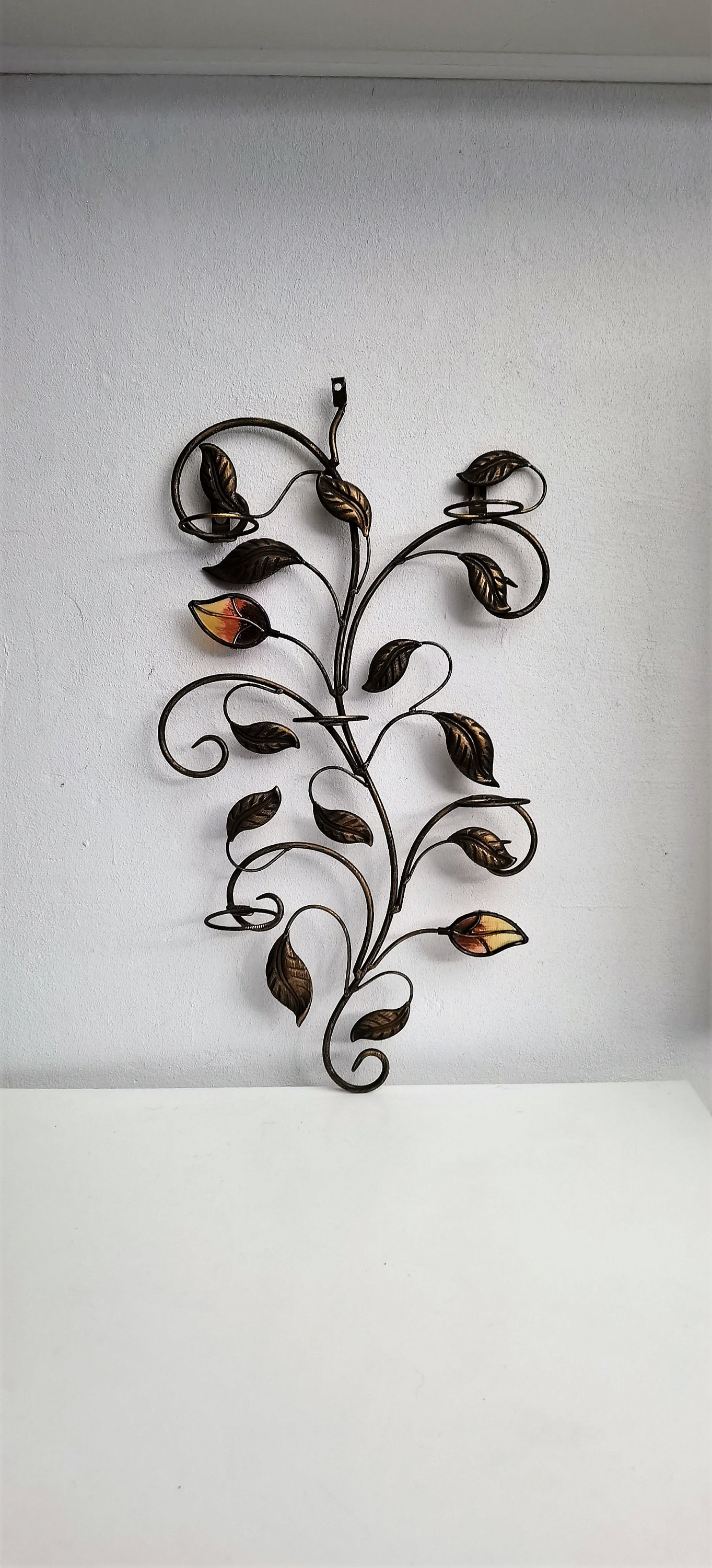 Vintage Metal Iron Wall Sconce Leaf Shape Candle Stick Holder Wall Decor -  Etsy, image size:1363x3000