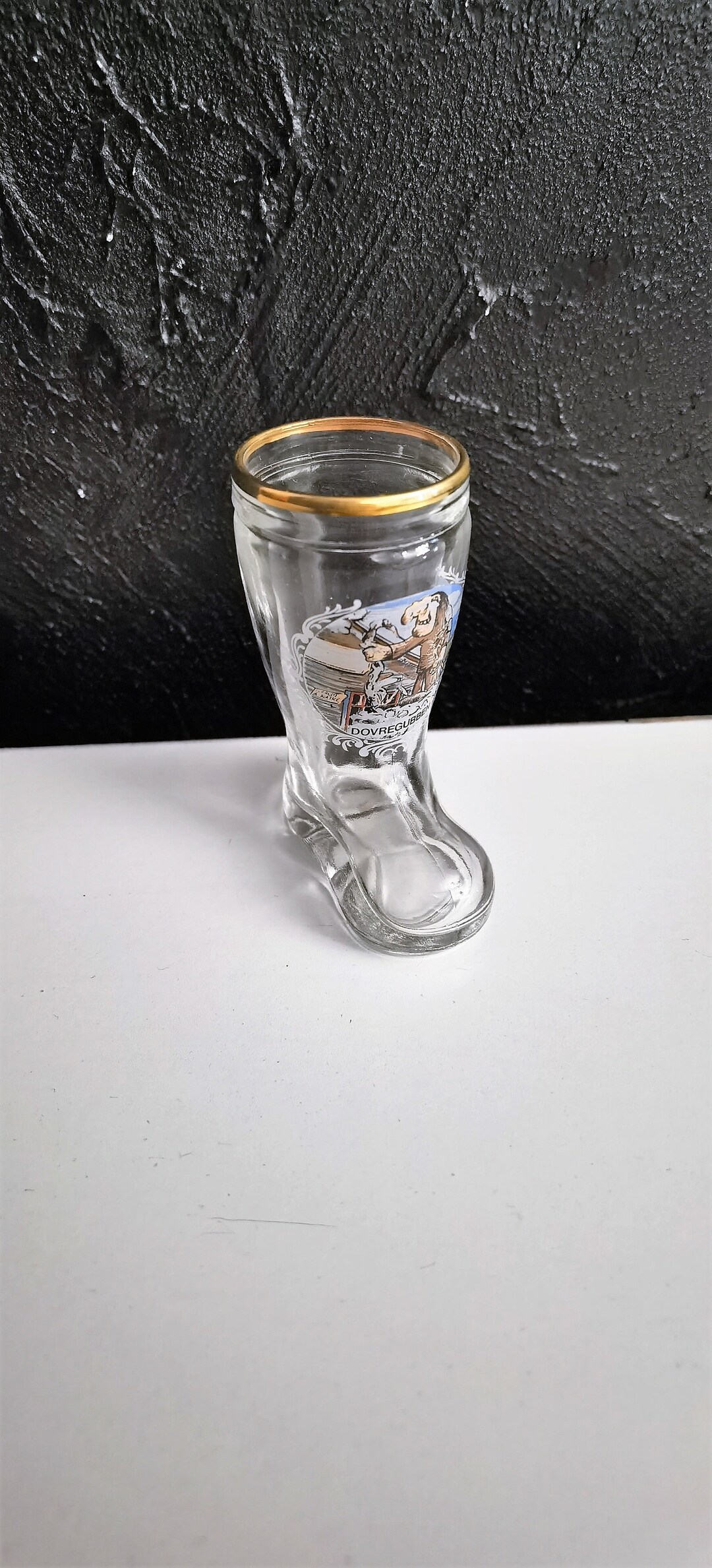 Vintage / Glass Boot Shot Glasses , Troll Shot Glass Boot / Vintage