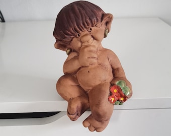 svedese eva jarenskog troll figurina, Svezia Vintage Troll Figurina Svedese Design in ceramica, figurina in ceramica di una ragazza troll, ceramica, arredamento