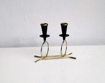 Soportes de candelabros de estilo MCM vintage Suecia metal Decoración sueca del hogar cena a la luz de las velas, candelabros de 2 brazos de mediados de siglo MCM moderno.