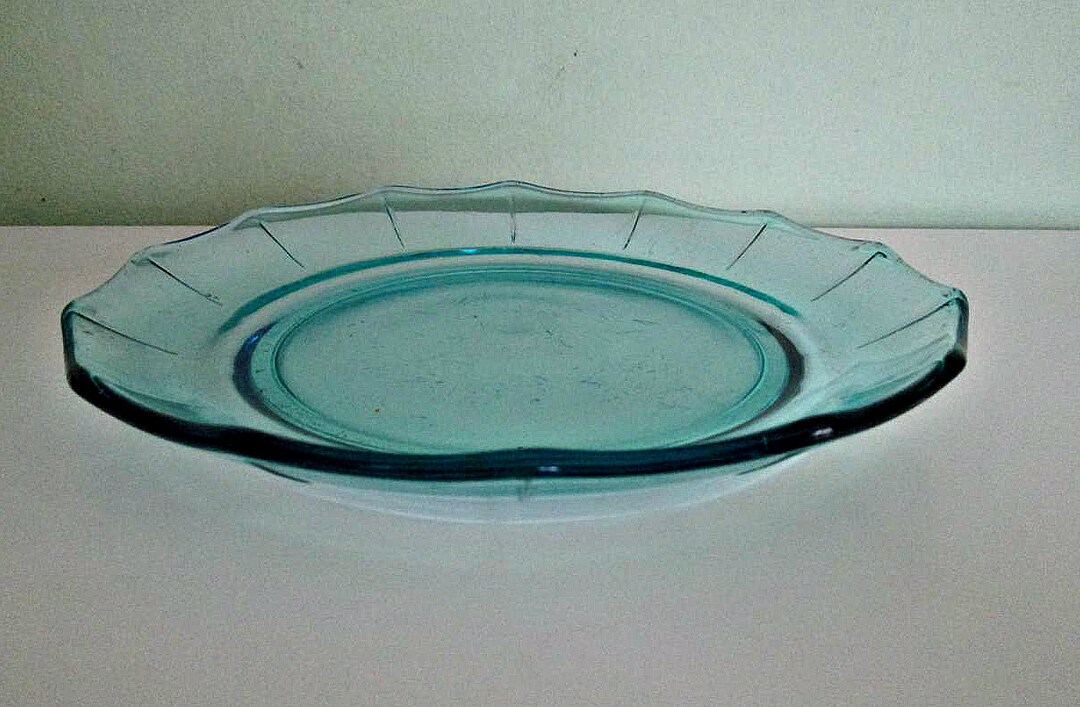 Soviet Blue Glass Serving Plate Cake Fruit Dish Tray Etsy
