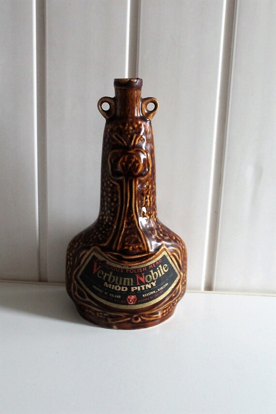 Vintage Polish Mead Empty Ceramic Bottle Antique Poland Etsy