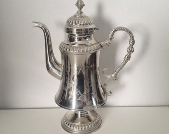Vintage versilberte Tee- oder Kaffeekanne Dekorative Teekanne, Milchkännchen, Krug mit Deckel versilbert - Küchendekor.
