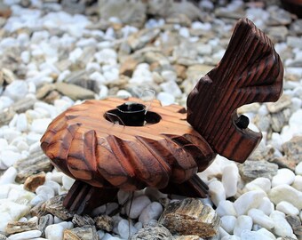 Portacandele in legno antico grande, Vintage intagliato legno Chamberstick, primitivo rustico bastone portacandele, Country Farmhouse Decor