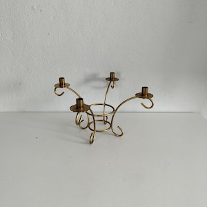 Vintage Swedish brass 4 arms candelabra, Scandinavian modern 4 arm candle holder, candle stick, Home decor, Table centerpiece