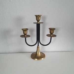 Vintage 3 arms metal candelabra mid century, Art Nouveau metal  candle holder 60s, 3 arms vintage wedding candelabra, home table decor