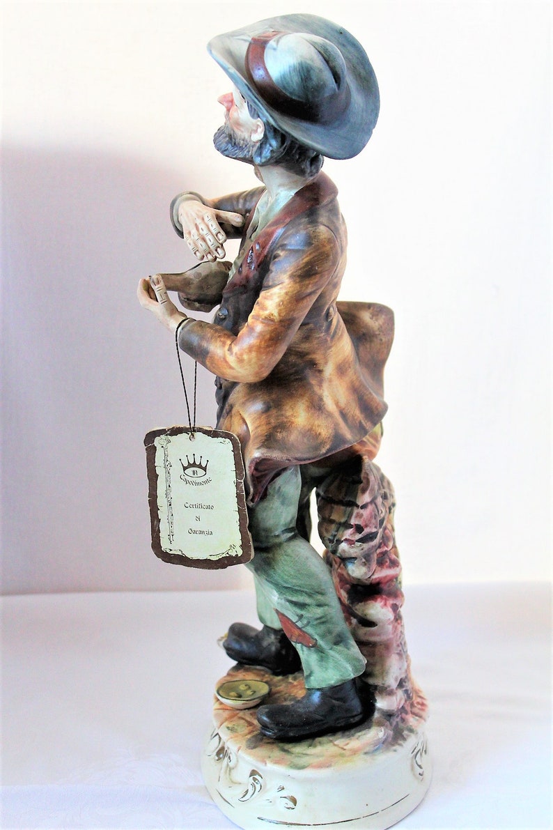 Vintage firmado italiano Capodimonte porcelana figura con certificado Italia Capo Di Monte Figura Estatua Antigua imagen 6