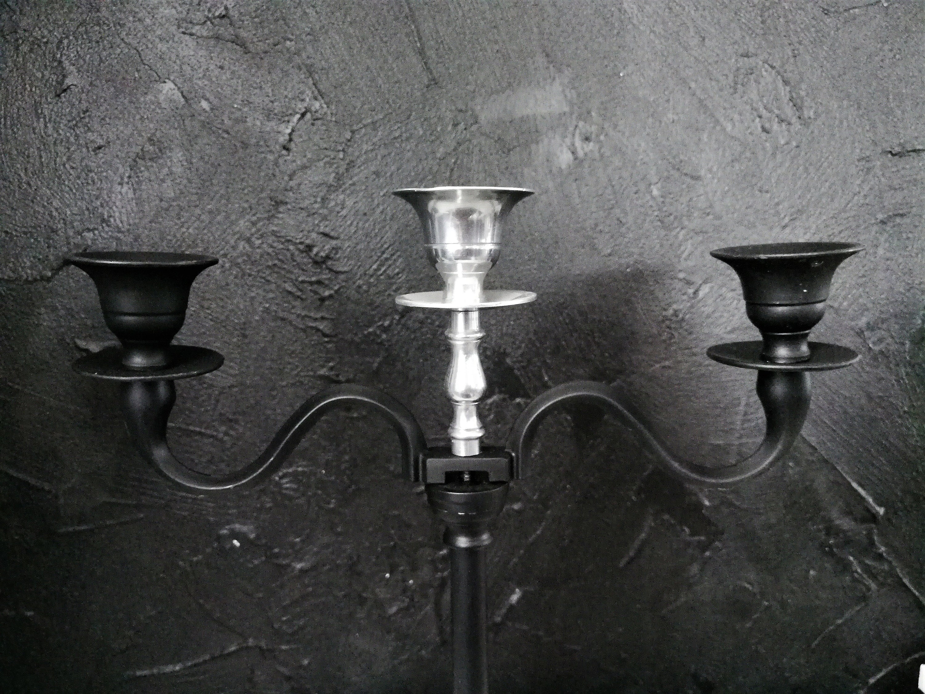 Pair of Vintage black metal and stainless steel Candelabra 3 Etsy