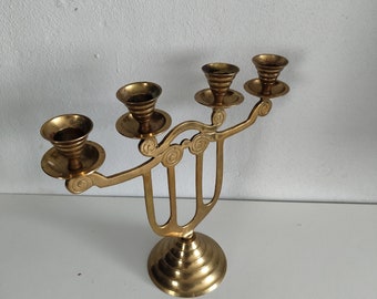 Vintage Solid Brass Candelabra, 4 Arms Candle Holder, Candlestick Holder, Brass Candle Holder, Christmas gift