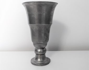 Antique Swedish Pewter wine glass, Sweden rare handcrafted Vase made in 1945, Viking Art Nordic Design