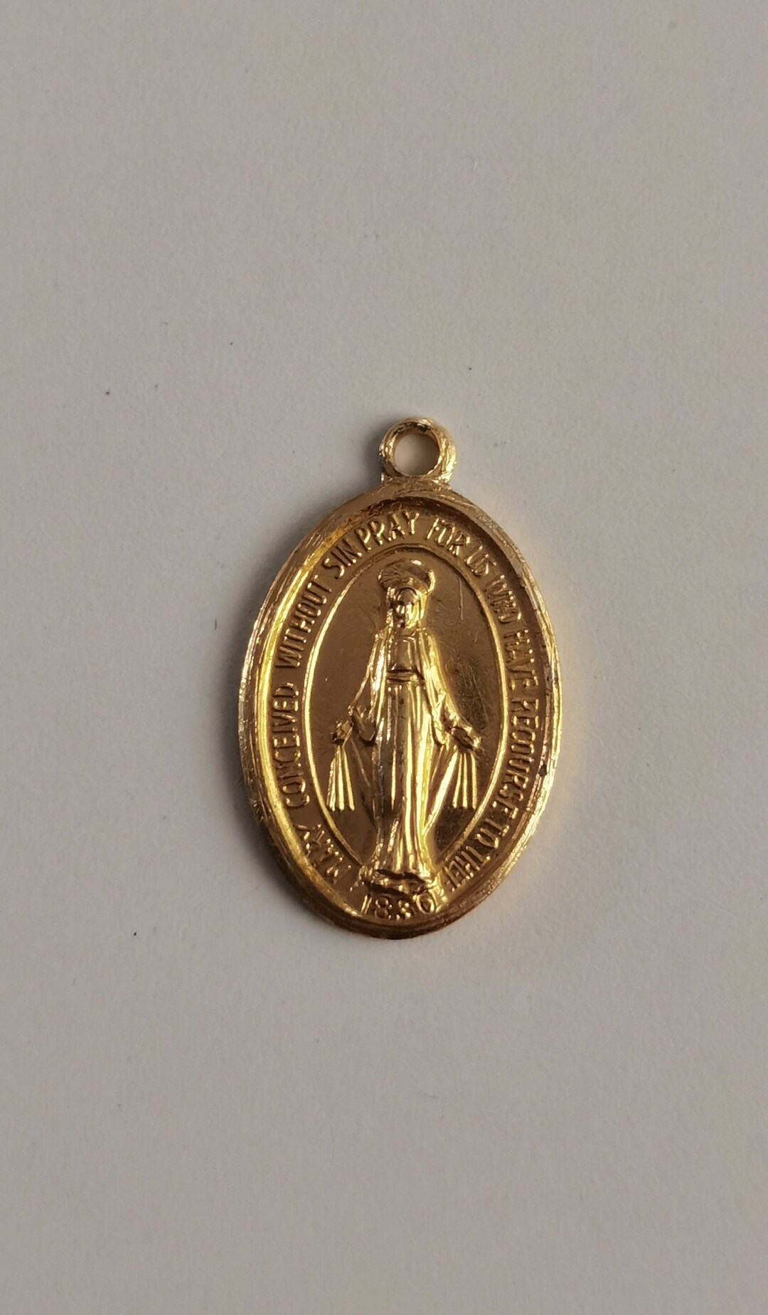 Virgin Mary Vintage Italy Miraculous Medal or Pendant Catholic Oval ...