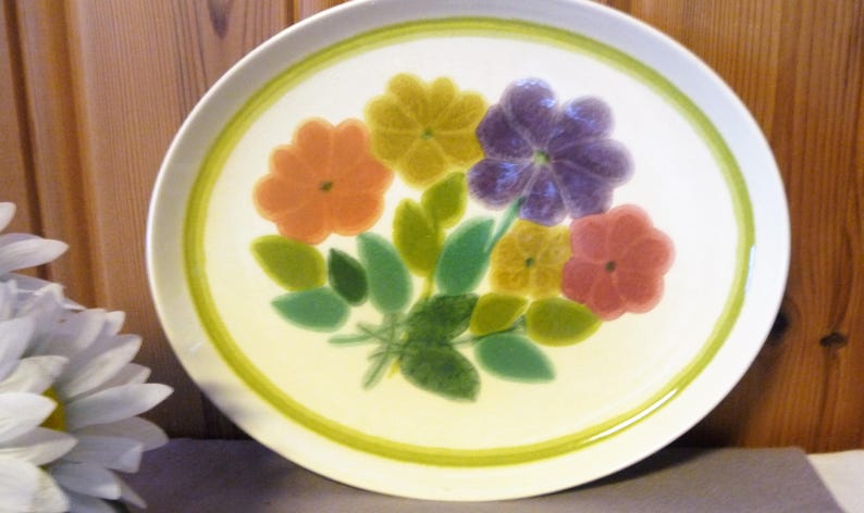 Floral Plate Farmhouse Kitchen English Serving Tray Vintage Franciscan Pottery England Ceramic Platter Retro Flowers