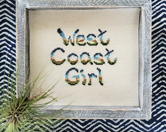 West Coast Girl Cross Stitch PDF Digital Pattern TÉLÉCHARGEMENT INSTANTANÉ