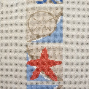 Seaside Minis Crab Starfish Sand Dollar Shell Cross Stitch PDF DIGITAL Pattern image 1