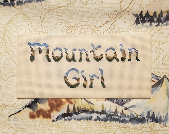 Mountain Girl Cross Stitch PDF Digital Pattern TÉLÉCHARGEMENT INSTANTANÉ