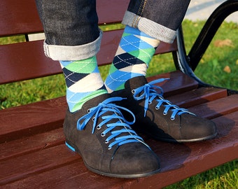 Plitvice Lakes argyle socks, cool socks, womens socks, patterned socks, colorful socks, gift for him, unique socks, christmas gift ideas