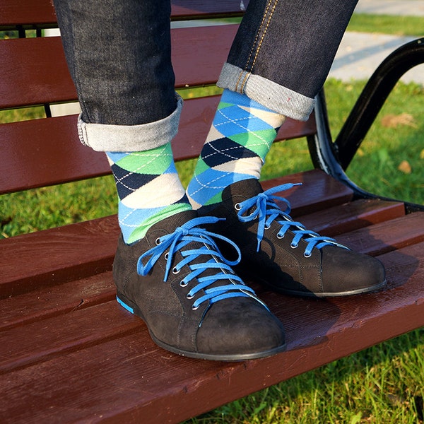 Plitvice Lakes argyle socks, cool socks, womens socks, patterned socks, colorful socks, gift for him, unique socks, christmas gift ideas