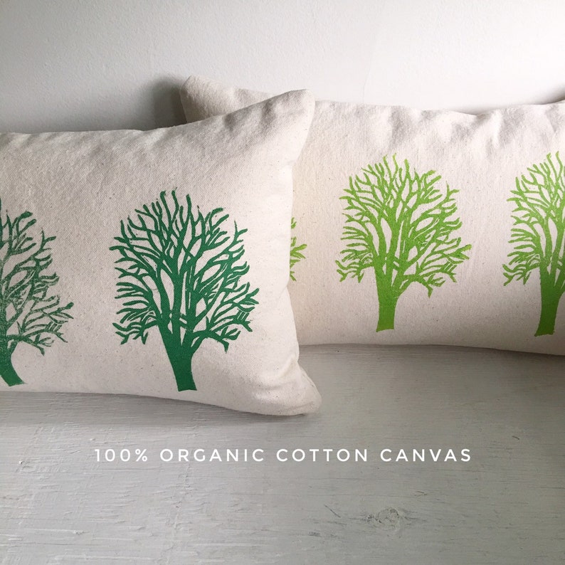 Organic Cotton Decorative Pillows Hand Printed Lumbar Etsy