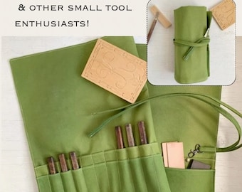 Gift for carver!  Eco-friendly organic canvas sharp tool case, chisel roll up, small tool holder, carving tool organizer, blockprint gouges
