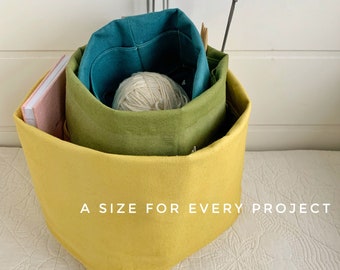 Knitting gift idea! Sturdy organic cotton canvas with many internal pockets to hold lots of supplies. Top seller. Portable & ECO-FRIENDLY.