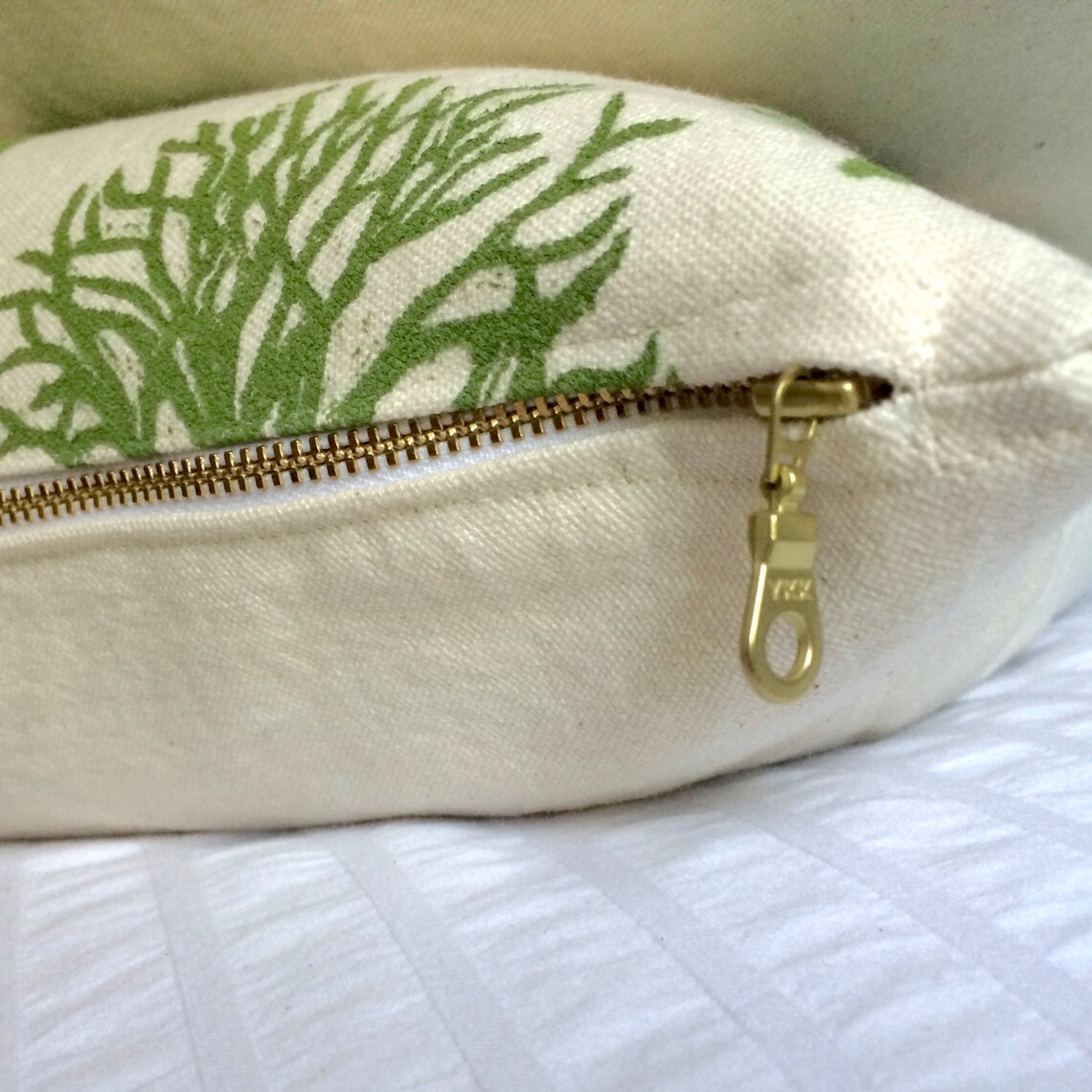 Baumdruck olivgrünes Dekokissen Bio-Baumwoll-Canvas | Etsy