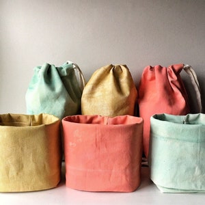 Portable makeup storage bag, toiletry case, organic canvas eco-friendly fabric bin with numerous internal pockets image 1