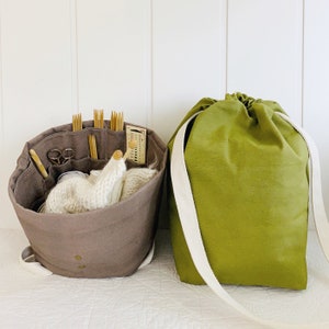 Love to Knit Gift Organic Canvas Knitting Bag/organizer With Numerous  Pockets to Hold All Your Supplies. Portable & Eco-friendly. 2 Sizes. 