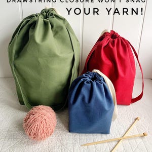 Gift for knitters - Organic cotton knitting bag/organizer/project bag/wip bag. Portable & eco-friendly with many pockets. Handmade. 3 sizes image 7