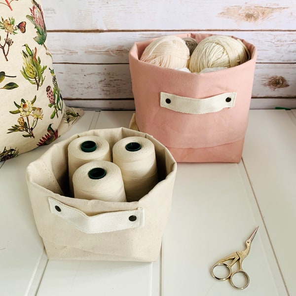 Organic cotton storage bins, eco-friendly organization, portable canvas bucket bag, kids storage, bathroom organizers fabric bins for cubby