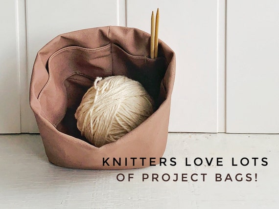 Mushroom Brown Small Project Knitting Bag/organizer With Numerous