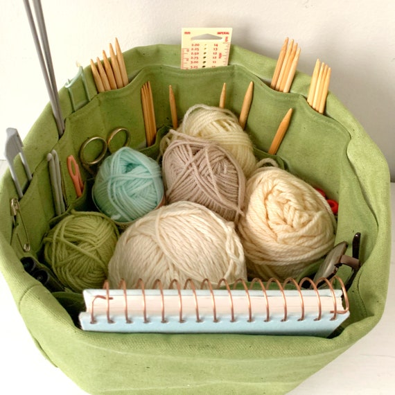 Gift for Knitters Organic Canvas Knitting Bag/organizer With