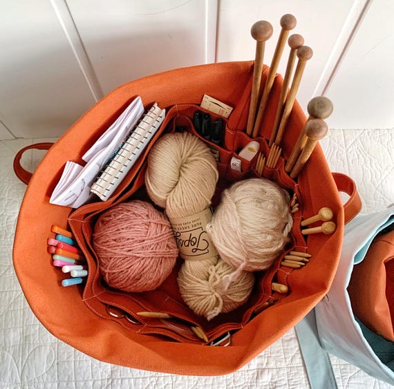 Gift for Knitters Organic Cotton Knitting Bag/organizer/project