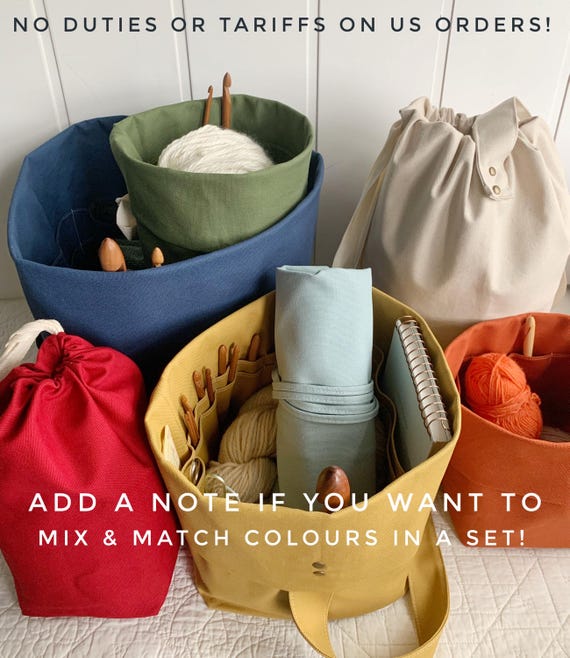 Knitting & Crochet Bag With Multiple Pockets - Yarn Organizer With Handle & Shoulder Strap