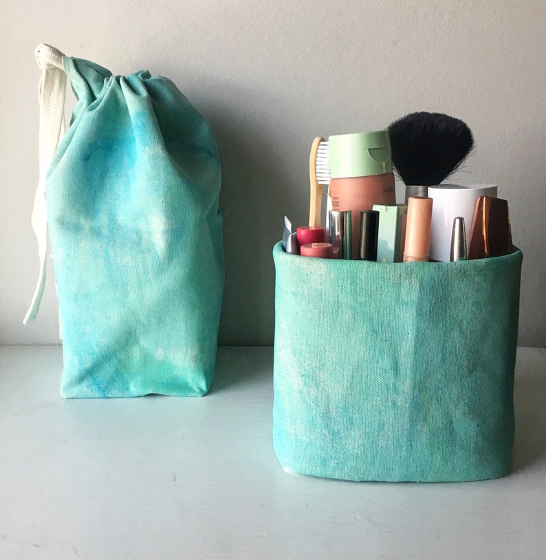 Makeup Organizer & Portable Makeup Bag in One Organic Canvas Etsy
