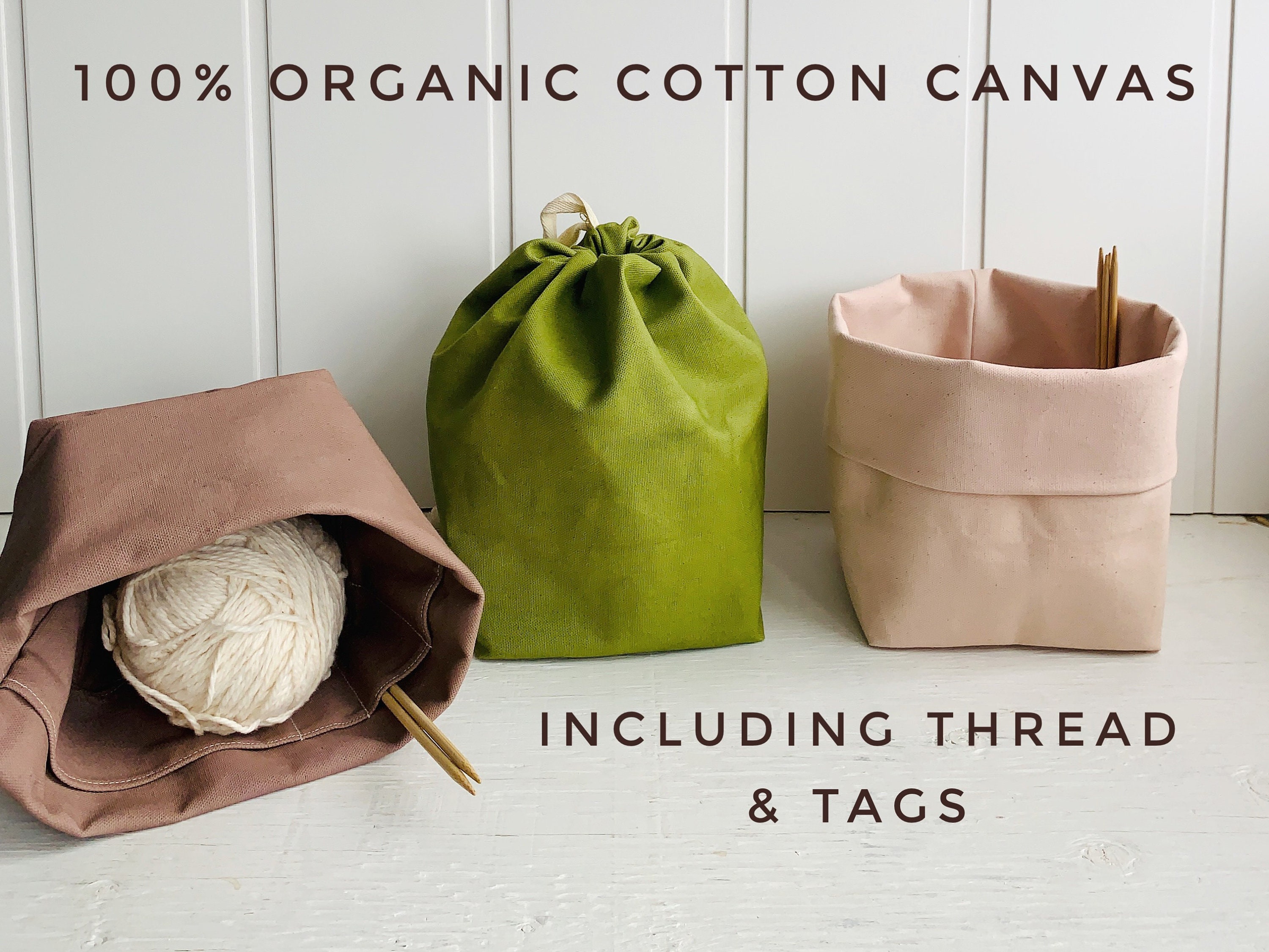 Gift for Knitters Organic Canvas Knitting Bag/organizer With Numerous  Pockets to Hold All Your Supplies. Portable & Eco-friendly. 3 Sizes. 