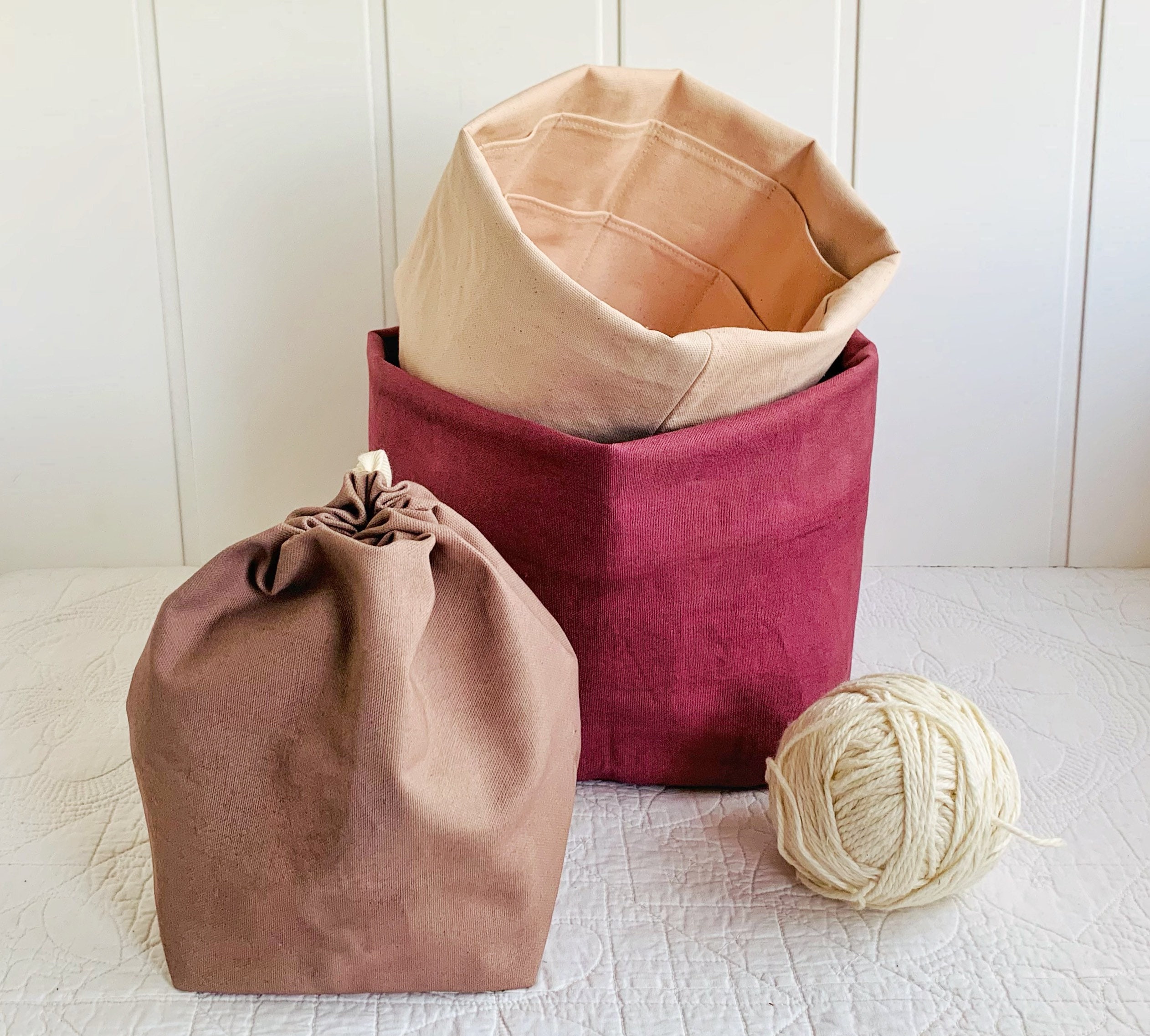 Love to Knit Gift Organic Canvas Knitting Bag/organizer With
