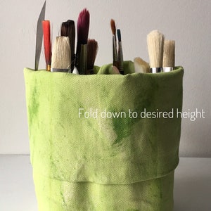 Portable makeup storage bag, toiletry case, organic canvas eco-friendly fabric bin with numerous internal pockets image 4