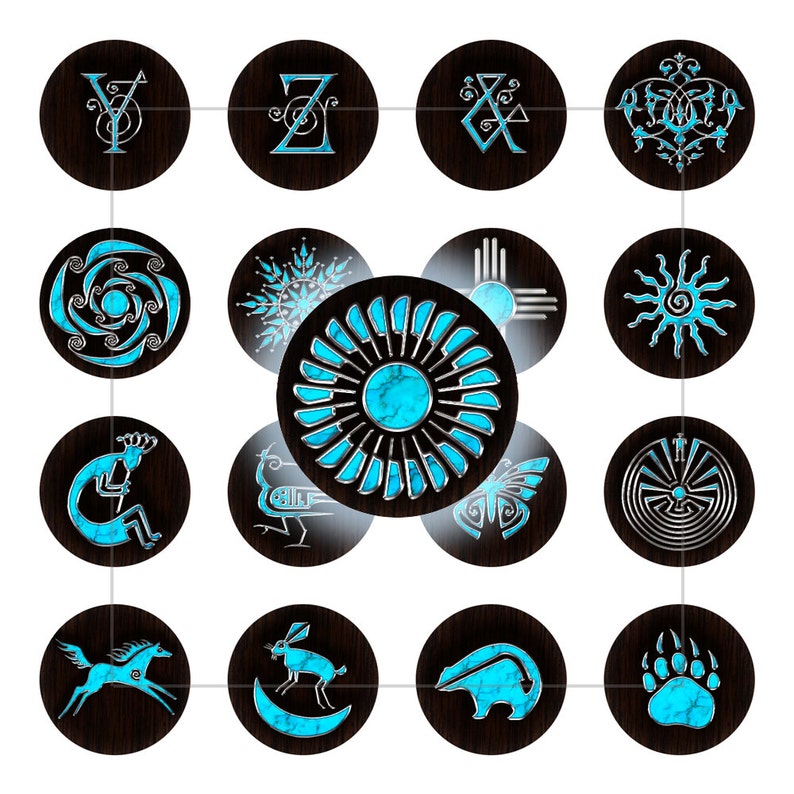 SOUTHWEST 14mm Circles Native Symbols Ornaments Instant | Etsy