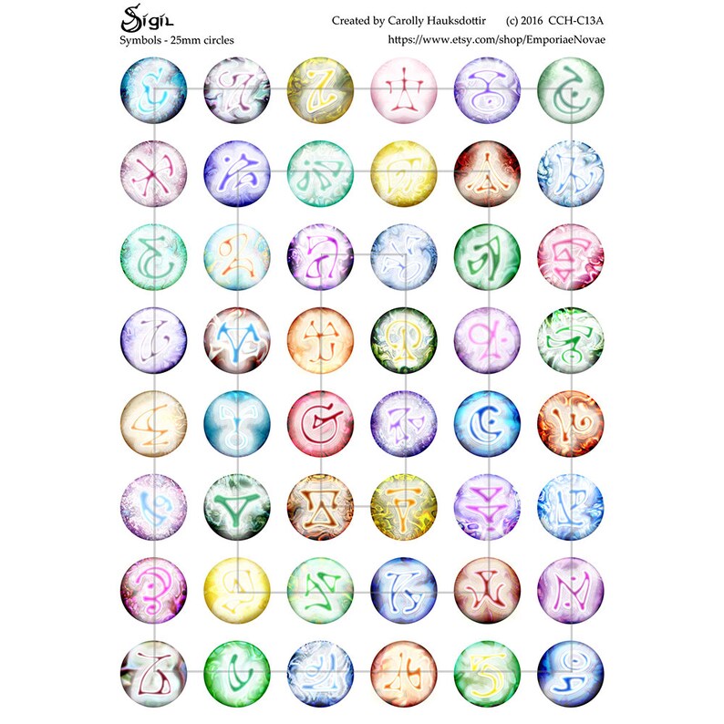 Sigil 25mm Circles Glowing Arcane Magical Symbols Instant - Etsy