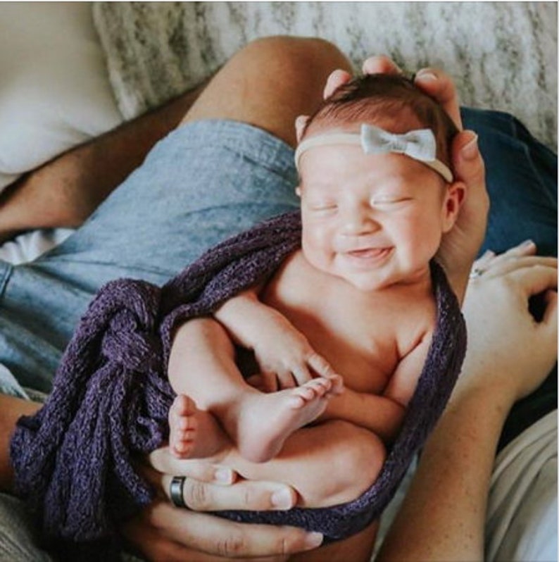 Grey Linen Baby Headbands Baby Shower Gift Newborn Etsy