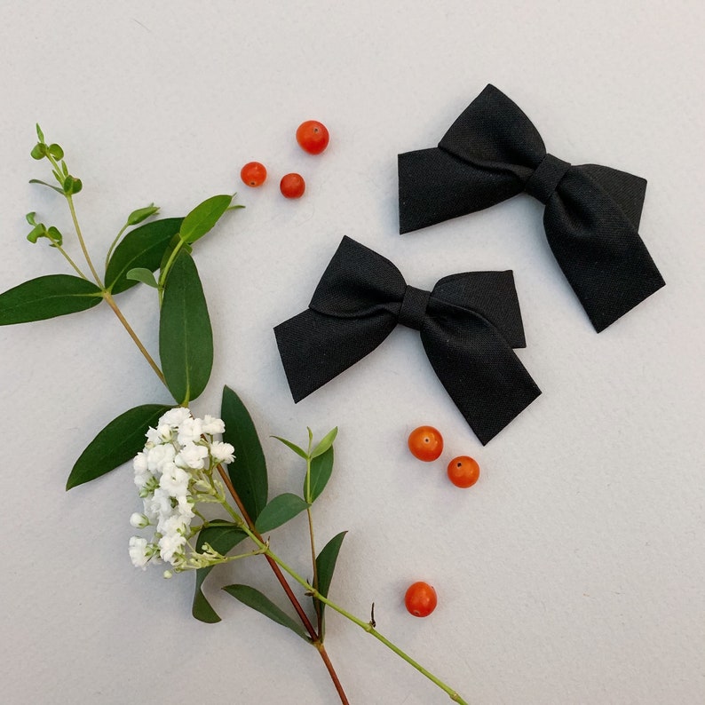 girl Solid Black bow headband pigtail set toddler headbands pigtail set hair clips baby headbands little girl bows newborn headbands