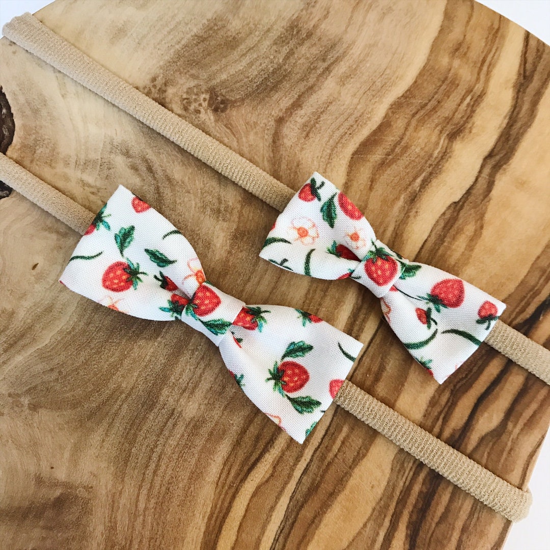 Babyhug Headbands with Bow Applique & Strawberry Print- White & Red main image 1