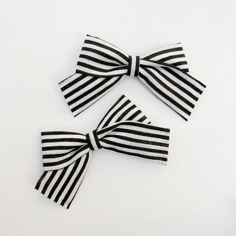 Black Skinny Stripe Bow toddler headbands stripe headband hair clips pigtail set little girl bows newborn headbands baby headbands