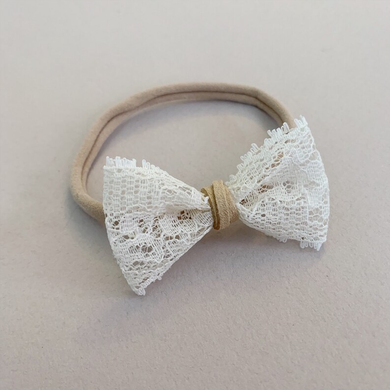 Lace Bow Headband Newborn Bow Baby Girl Bow Lace Bow Etsy